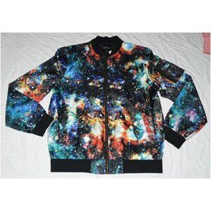 Space Galaxy Celestial Wind Breaker Jacket by Carbon, sz L, EUC